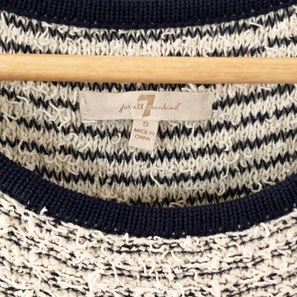 5/$40 7 for All Mankind Ivory/Navy Open Side Top sz s - Picture 3 of 8